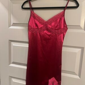 Red Lace Trim Nightgown/ Dress